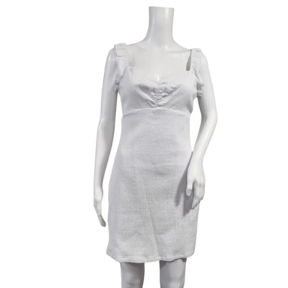NWT Guess Gauzy Twee Y2k Cottagecore Smocked Mini Dress White Womens Size Medium - Picture 11 of 11